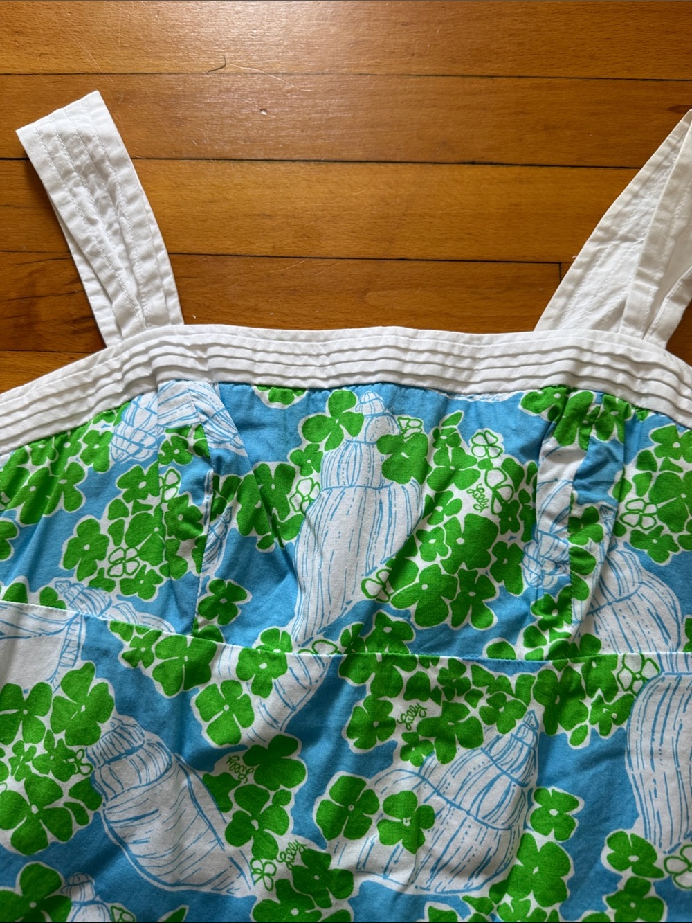 Lilly Pulitzer Blue, Green & White Shell-Print Sundress Top - Picture 3 of 4